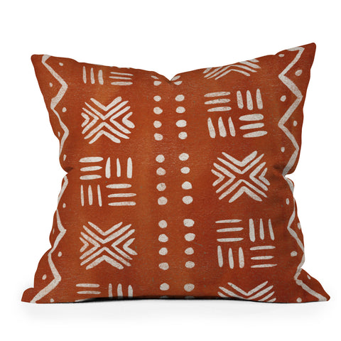Pauline Stanley Mud Cloth Rust Throw Pillow