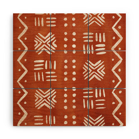 Pauline Stanley Mud Cloth Rust Wood Wall Mural