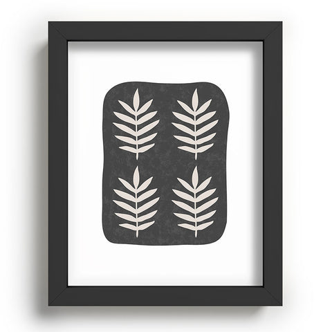 Pauline Stanley Palm Pattern Black Cream Recessed Framing Rectangle