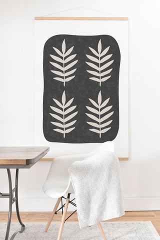 Pauline Stanley Palm Pattern Black Cream Art Print And Hanger