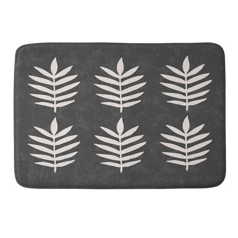 Pauline Stanley Palm Pattern Black Cream Memory Foam Bath Mat