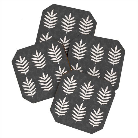 Pauline Stanley Palm Pattern Black Cream Coaster Set