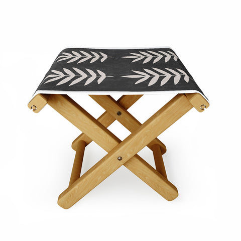 Pauline Stanley Palm Pattern Black Cream Folding Stool