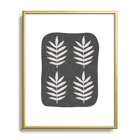 Pauline Stanley Palm Pattern Black Cream Metal Framed Art Print