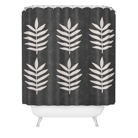 Pauline Stanley Palm Pattern Black Cream Shower Curtain