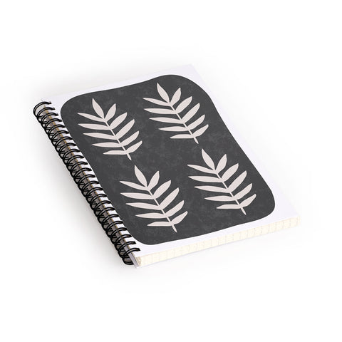Pauline Stanley Palm Pattern Black Cream Spiral Notebook
