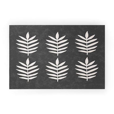 Pauline Stanley Palm Pattern Black Cream Welcome Mat