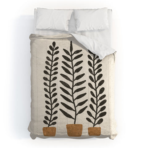 Pauline Stanley Potted Ferns Black Terracotta Comforter