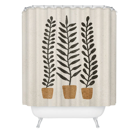 Pauline Stanley Potted Ferns Black Terracotta Shower Curtain