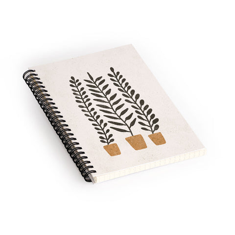 Pauline Stanley Potted Ferns Black Terracotta Spiral Notebook
