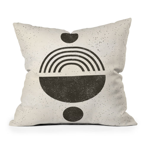 Pauline Stanley Rainbow Totem Black Cream Throw Pillow