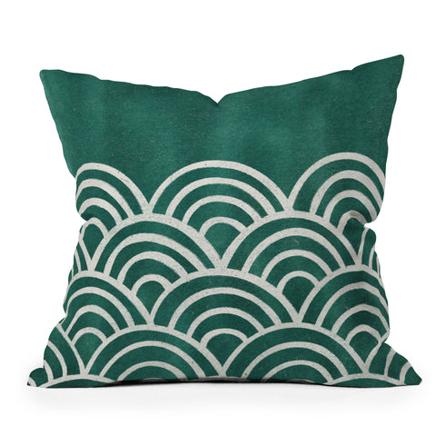 Pauline Stanley Scallop Teal Throw Pillow