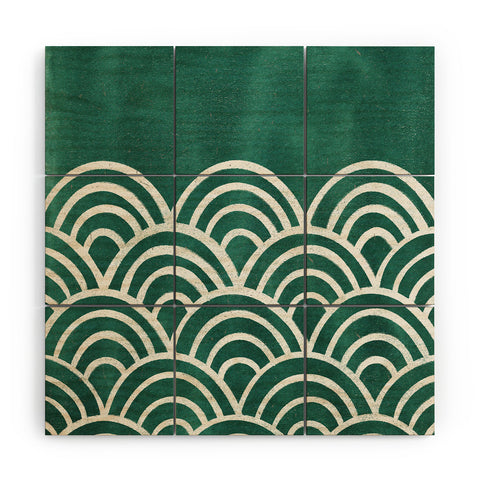 Pauline Stanley Scallop Teal Wood Wall Mural