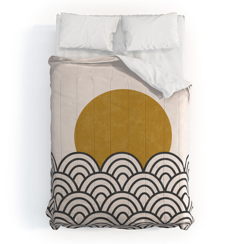 Pauline Stanley Sun Waves Black Ochre Comforter
