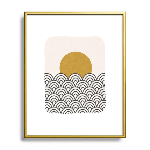 Pauline Stanley Sun Waves Black Ochre Metal Framed Art Print