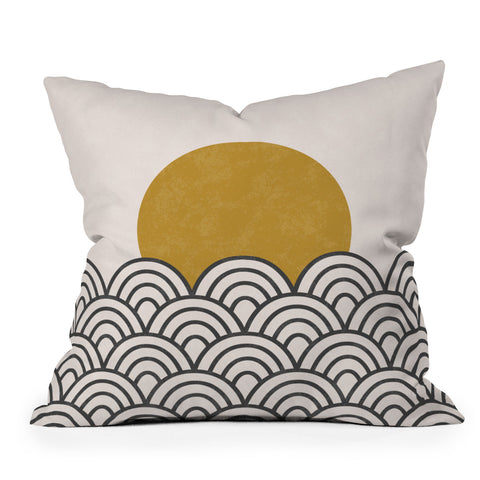 Pauline Stanley Sun Waves Black Ochre Throw Pillow