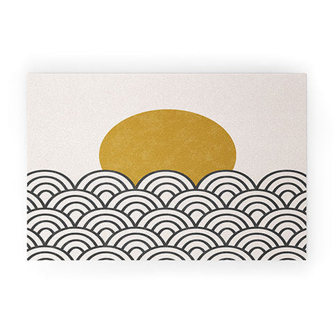 Pauline Stanley Sun Waves Black Ochre Welcome Mat