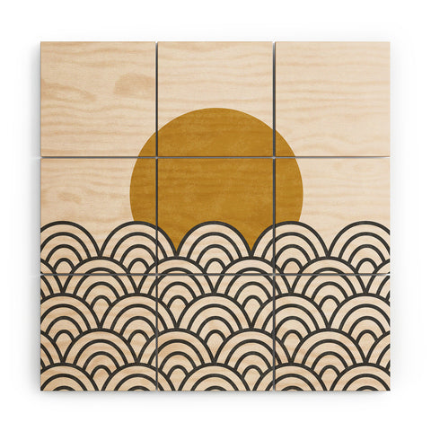 Pauline Stanley Sun Waves Black Ochre Wood Wall Mural