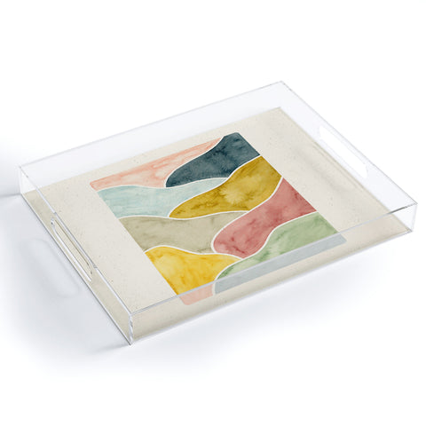 Pauline Stanley Watercolor Abstract Landscape Acrylic Tray