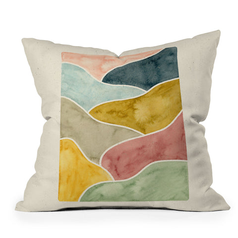 Pauline Stanley Watercolor Abstract Landscape Outdoor Throw Pillow