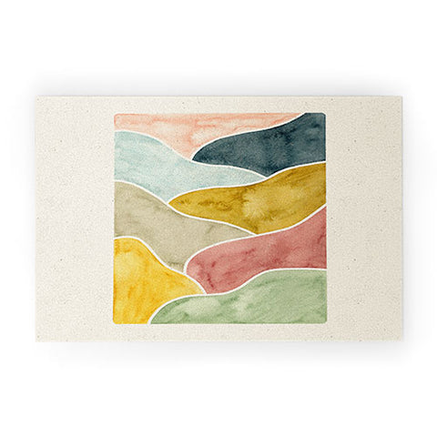 Pauline Stanley Watercolor Abstract Landscape Welcome Mat