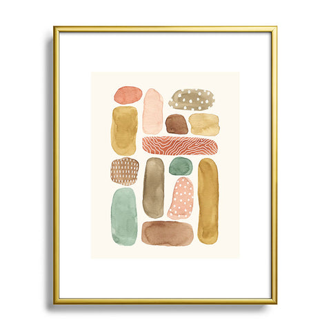 Pauline Stanley Watercolor Beach Pebbles Metal Framed Art Print