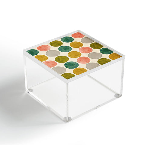 Pauline Stanley Watercolor Dots Pink and Green Acrylic Box