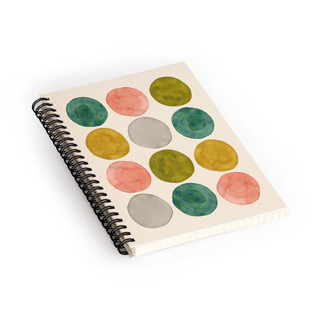 Pauline Stanley Watercolor Dots Pink and Green Spiral Notebook