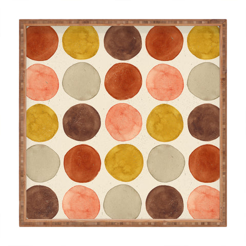 Pauline Stanley Watercolor Dots Rust Ochre Square Tray