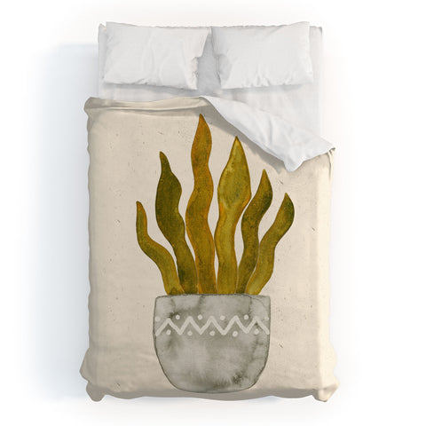 Pauline Stanley Watercolor Snake Plant Duvet Cover