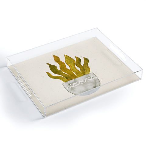 Pauline Stanley Watercolor Snake Plant Acrylic Tray