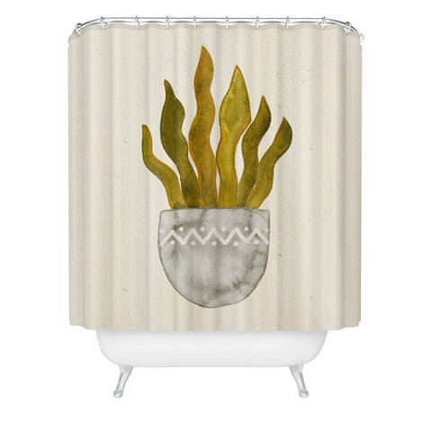 Pauline Stanley Watercolor Snake Plant Shower Curtain