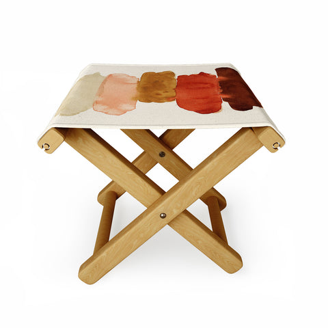 Pauline Stanley Watercolor Swatches Rust Brown Folding Stool