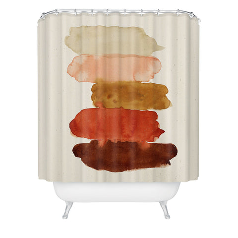 Pauline Stanley Watercolor Swatches Rust Brown Shower Curtain