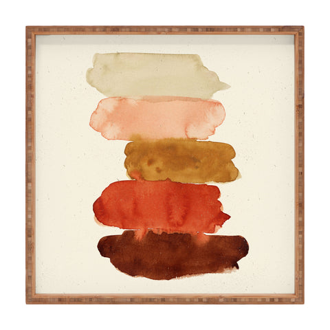 Pauline Stanley Watercolor Swatches Rust Brown Square Tray