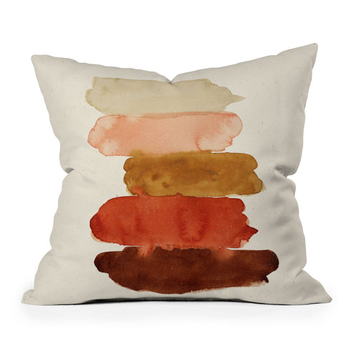 Pauline Stanley Watercolor Swatches Rust Brown Throw Pillow