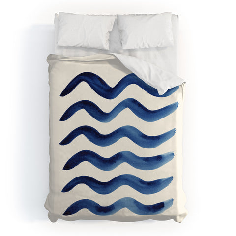 Pauline Stanley Waves Strokes Duvet Cover