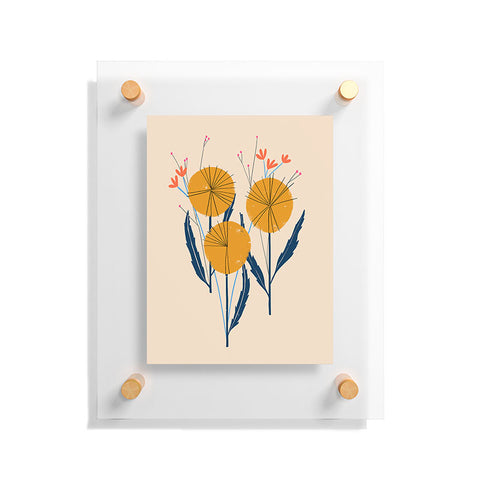 Peggy Dean Retro Wildflower Bouquet Floating Acrylic Print