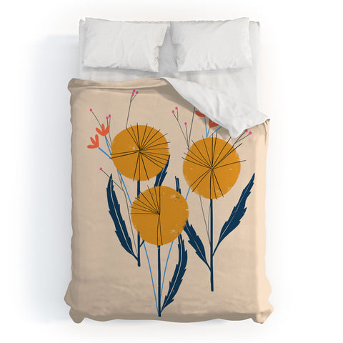 Peggy Dean Retro Wildflower Bouquet Duvet Cover