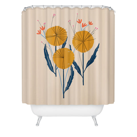 Peggy Dean Retro Wildflower Bouquet Shower Curtain