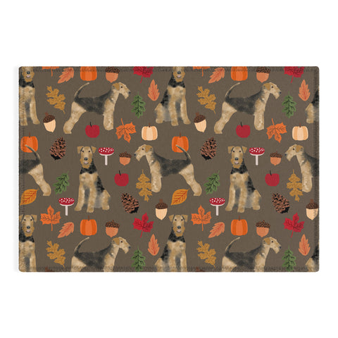 Petfriendly Airedale Terrier Autumn Fall Outdoor Rug