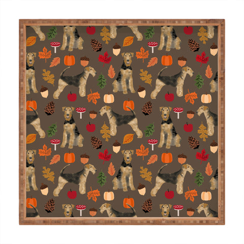 Petfriendly Airedale Terrier Autumn Fall Square Tray