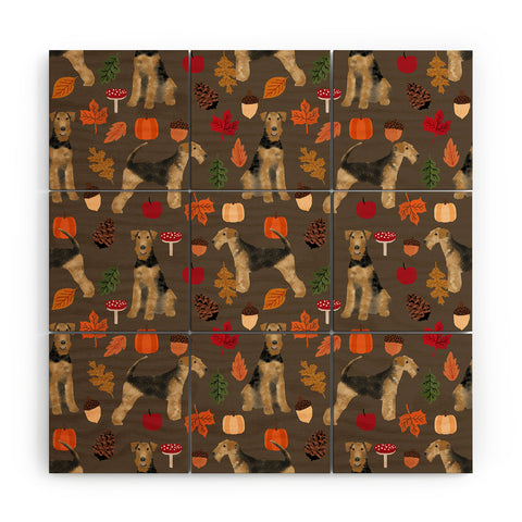 Petfriendly Airedale Terrier Autumn Fall Wood Wall Mural
