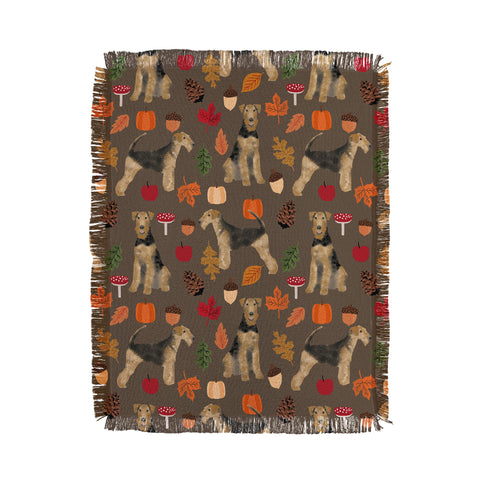 Petfriendly Airedale Terrier Autumn Fall Throw Blanket