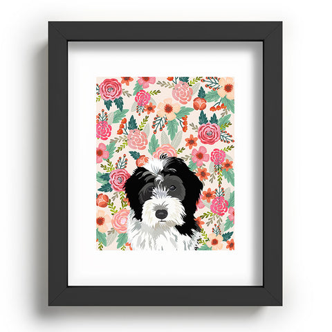 Petfriendly Bernedoodle floral pet portrait Recessed Framing Rectangle