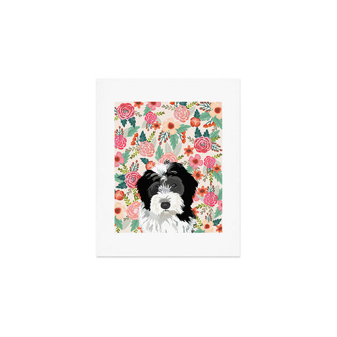 Petfriendly Bernedoodle floral pet portrait Art Print