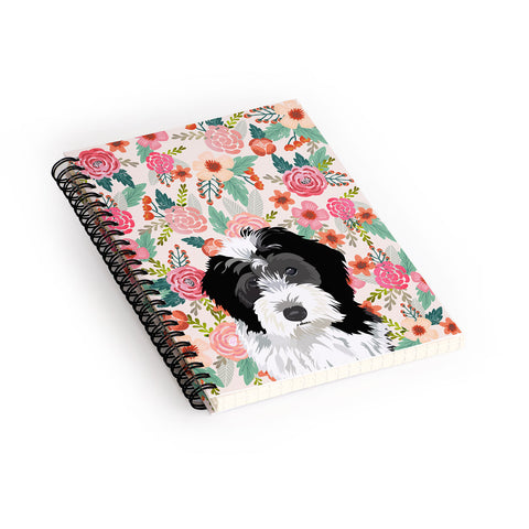 Petfriendly Bernedoodle floral pet portrait Spiral Notebook