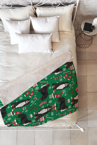 Petfriendly Bernese Mountain Dog christmas Fleece Throw Blanket