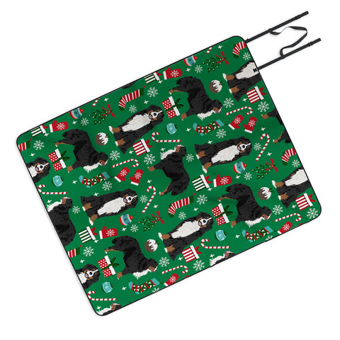 Petfriendly Bernese Mountain Dog christmas Picnic Blanket