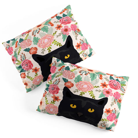 Petfriendly Black Cat florals spring Pillow Shams